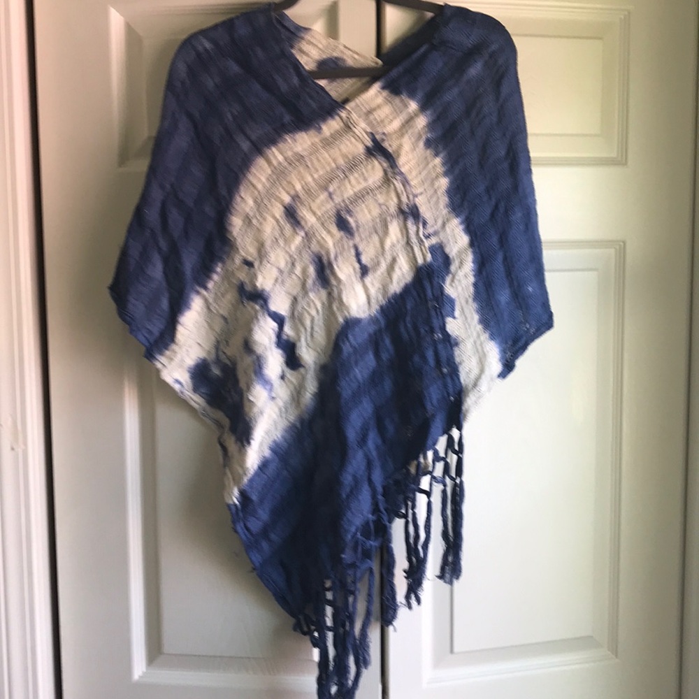 Handmade handwoven indigo poncho